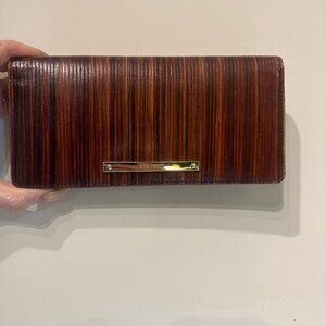 Brahmin Wallet genuine leather brown embossed rare